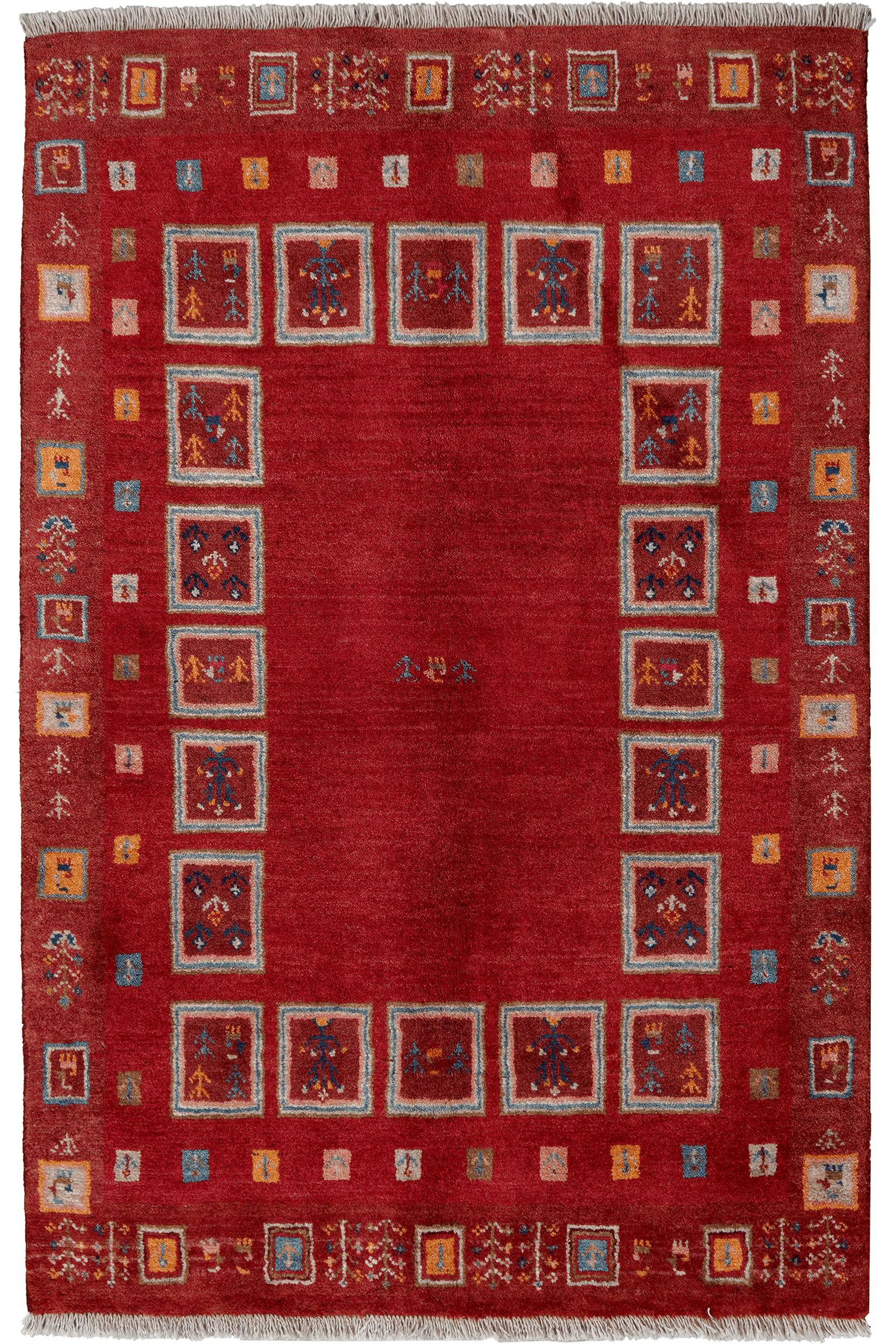 Rizbaf — Hand-knotted, 103x158 cm, Red, 100% Virgin Wool | Main view
