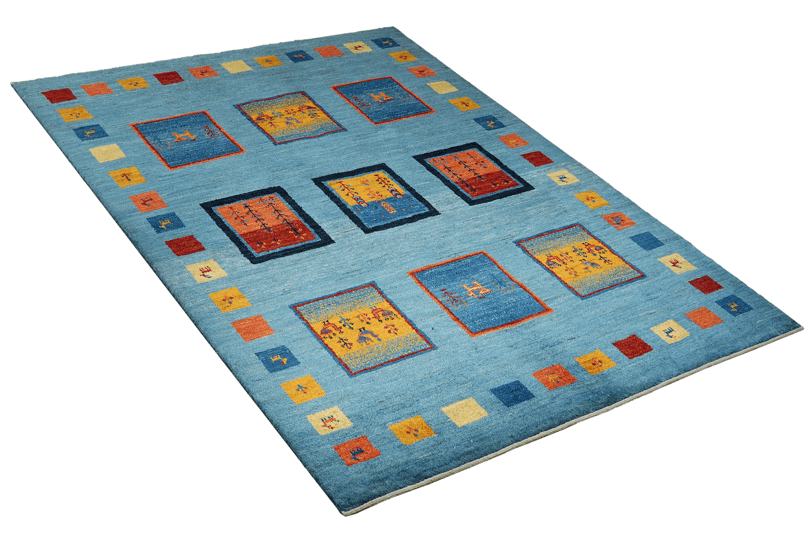 Rizbaf — Hand-knotted, 150x204 cm, Blue, 100% Virgin Wool | View 4
