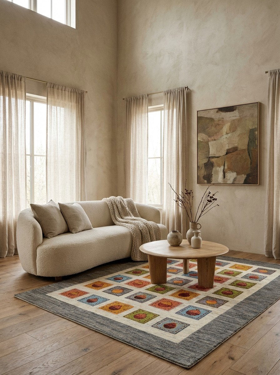 Rizbaf — Handgefertigt, 239x170 cm, Beige, 100% Virgin Wool | Detail view