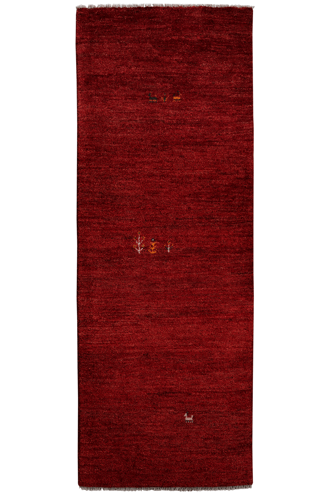 Gabbeh — Hand-knotted, 81x220 cm, Red, 100% Virgin Wool | Main view