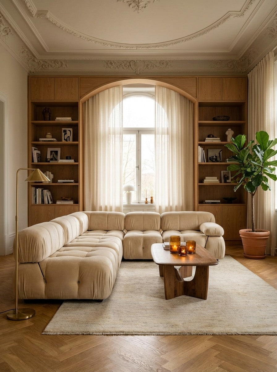 Gabbeh — Hand-knotted, 158x204 cm, Beige, 100% Virgin Wool | Back view