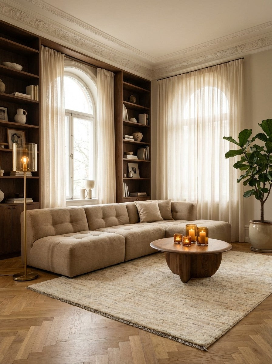 Gabbeh — Hand-knotted, 144x182 cm, Beige, 100% Virgin Wool | Back view