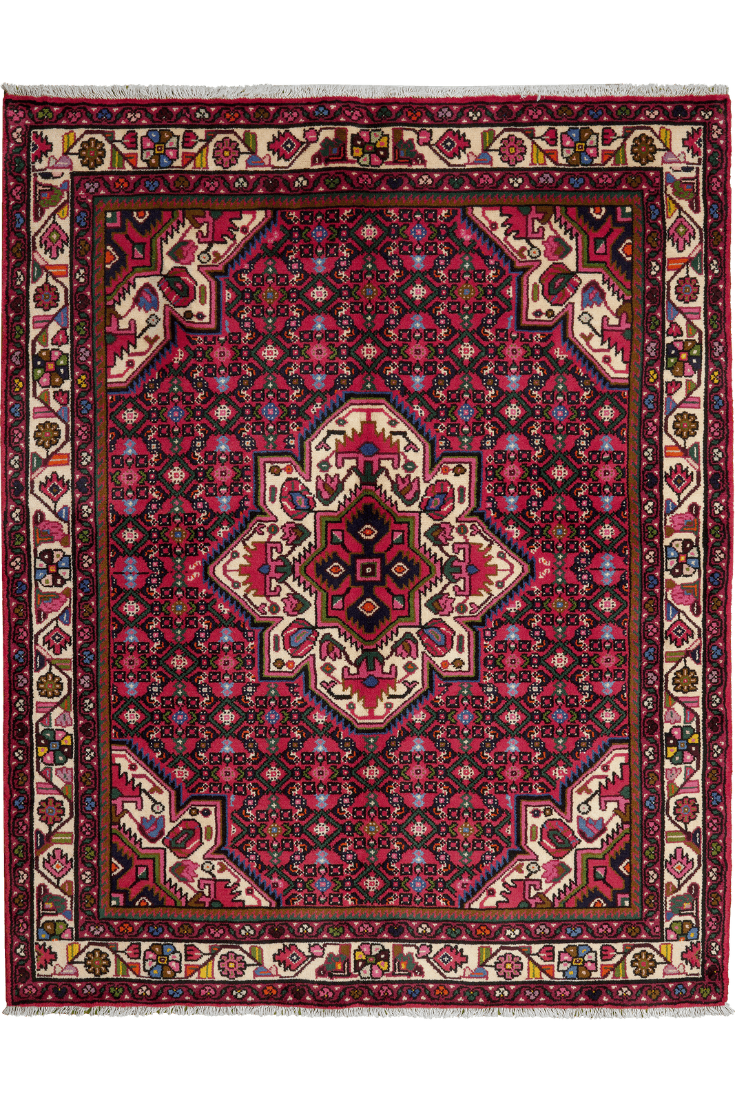 Hosseinabad — Hand-knotted, 151x191 cm, Red, 100% Virgin Wool | Main view