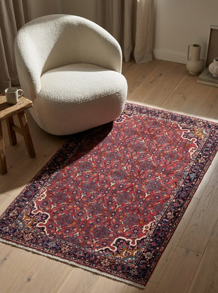 Bidjar Zandjan — Handgefertigt, 160x103 cm, Blau, 100% Virgin Wool | Detail view