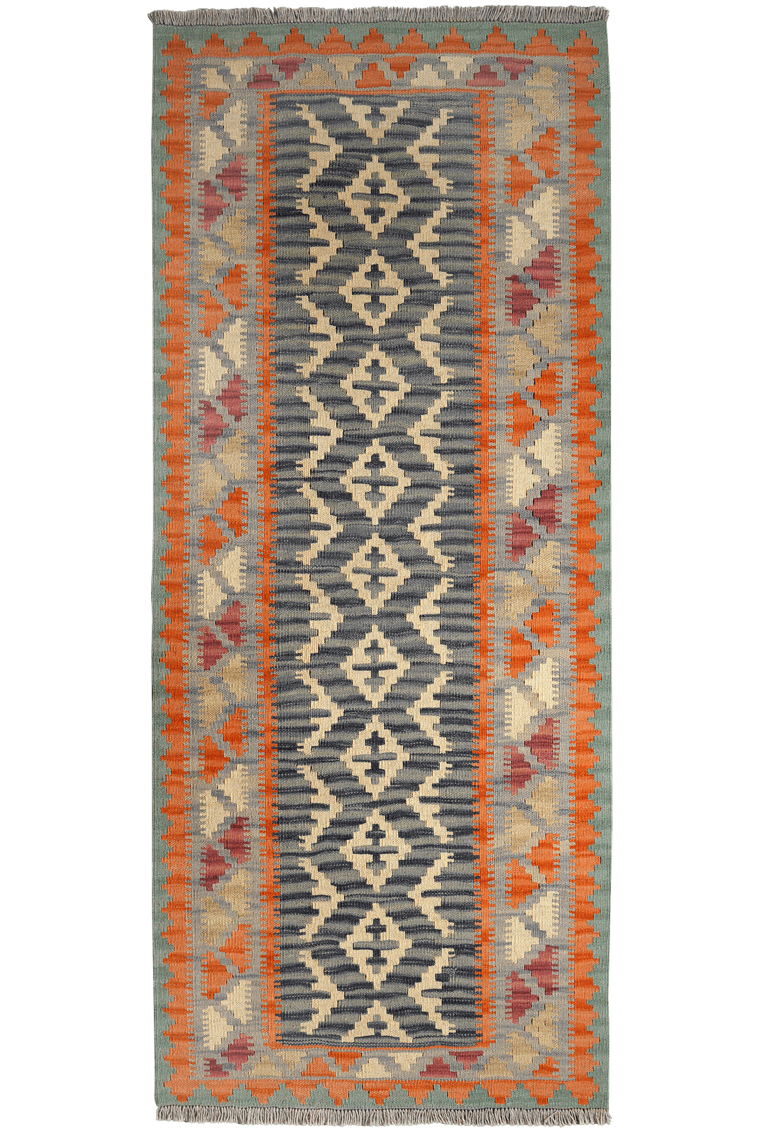 Kelim Gashgai — Handmade, 86x205 cm, Blue, 100% Virgin Wool | Main view