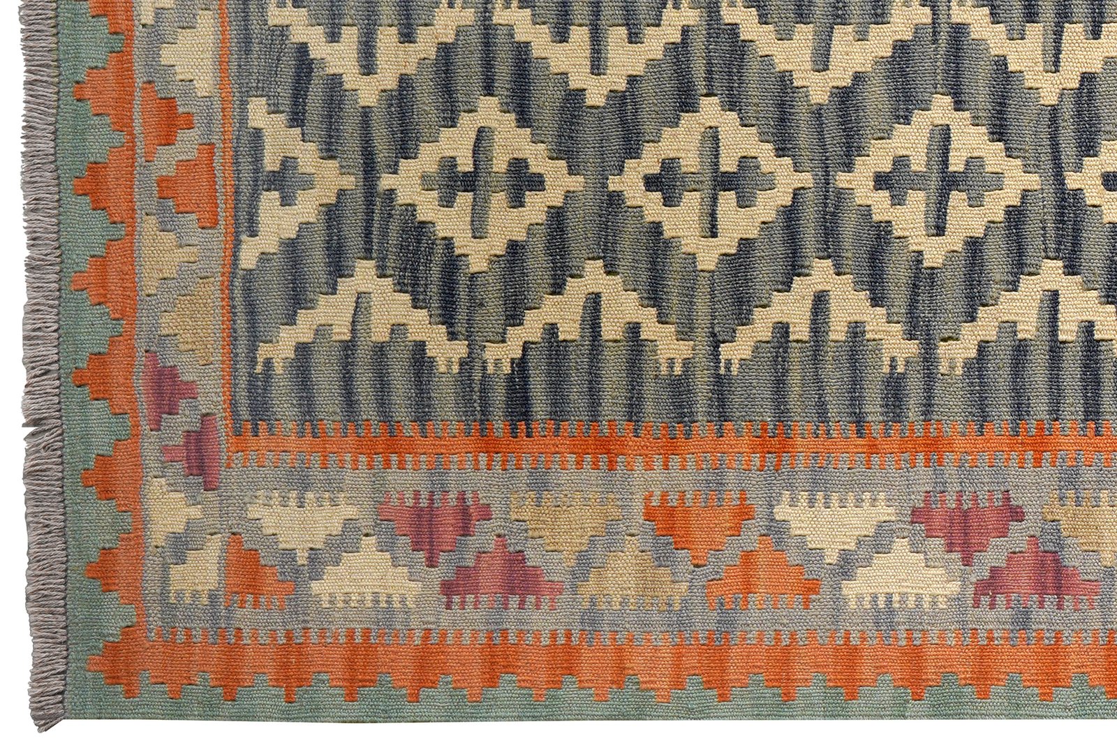 Kelim Gashgai — Handmade, 86x205 cm, Blue, 100% Virgin Wool | View 3