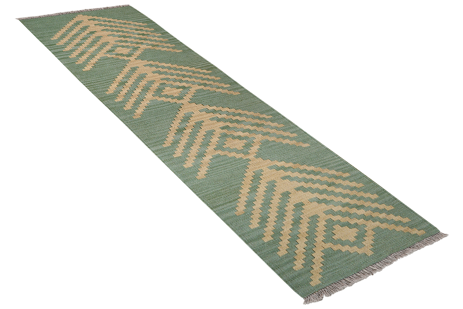 Kelim Gashgai — Handgefertigt, 190x57 cm, Grün, 100% Virgin Wool | View 5