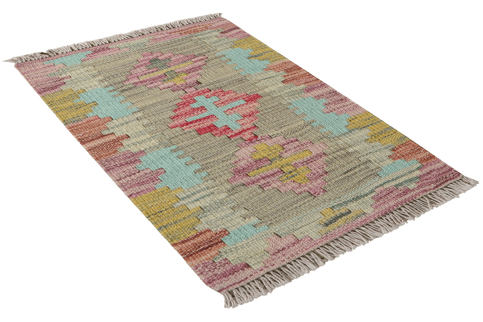 Kelim Gashgai — Handmade, 42x62 cm, Beige, 100% Virgin Wool | View 4