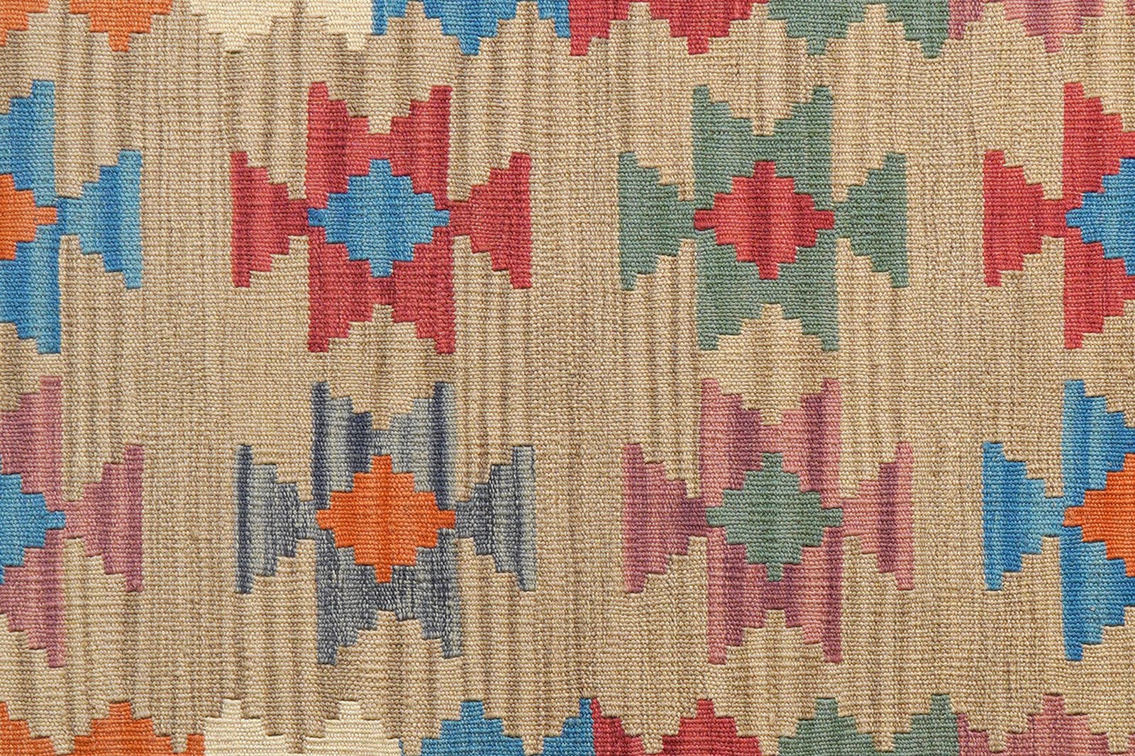 Kelim Gashgai — Handmade, 104x147 cm, Beige, 100% Virgin Wool | View 5