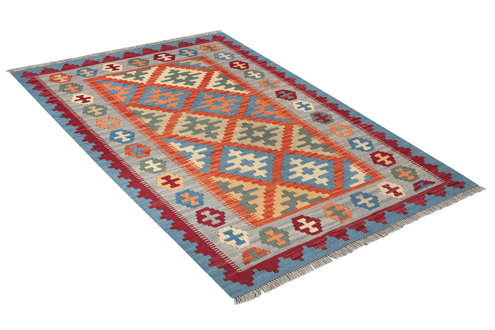 Kelim Gashgai — Handmade, 101x152 cm, Red, 100% Virgin Wool | View 4