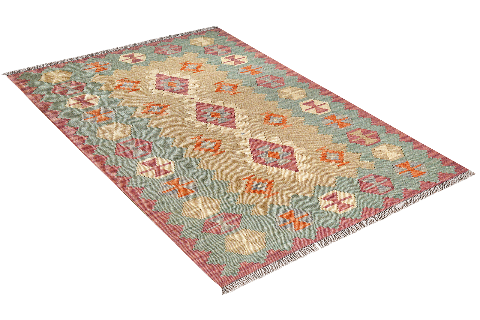 Kelim Gashgai — Handgefertigt, 150x103 cm, Grün, 100% Virgin Wool | View 5