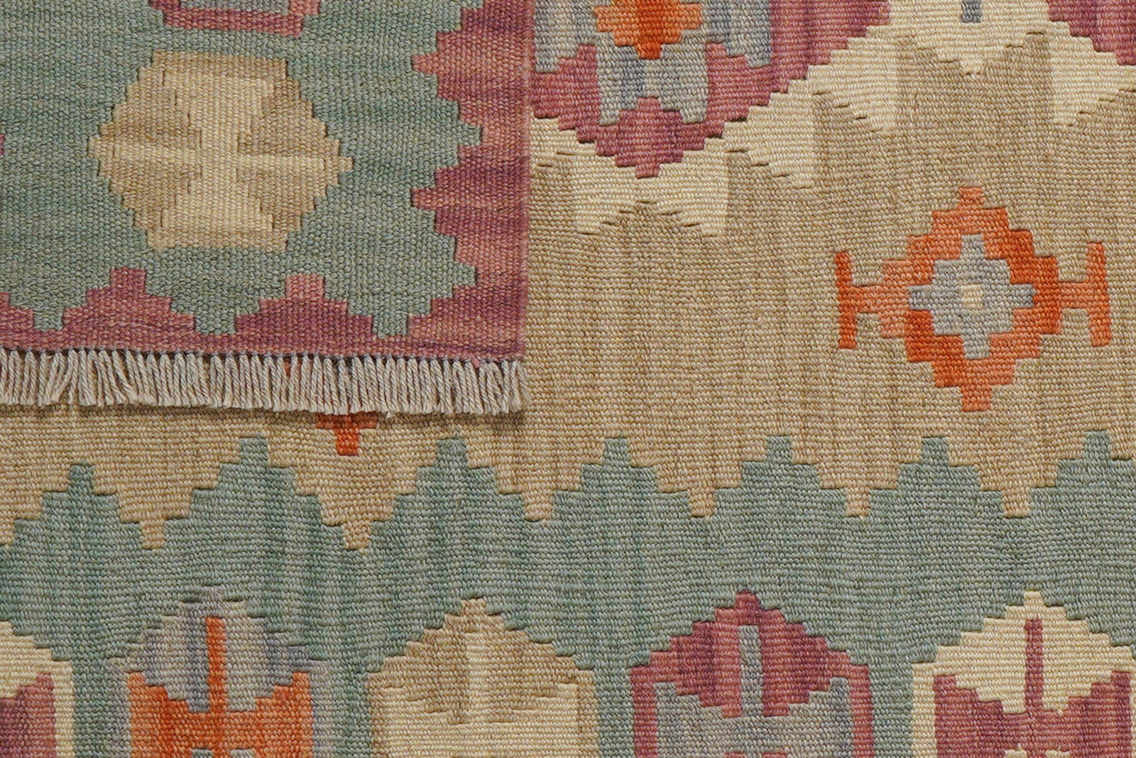 Kelim Gashgai — Handgefertigt, 150x103 cm, Grün, 100% Virgin Wool | View 7