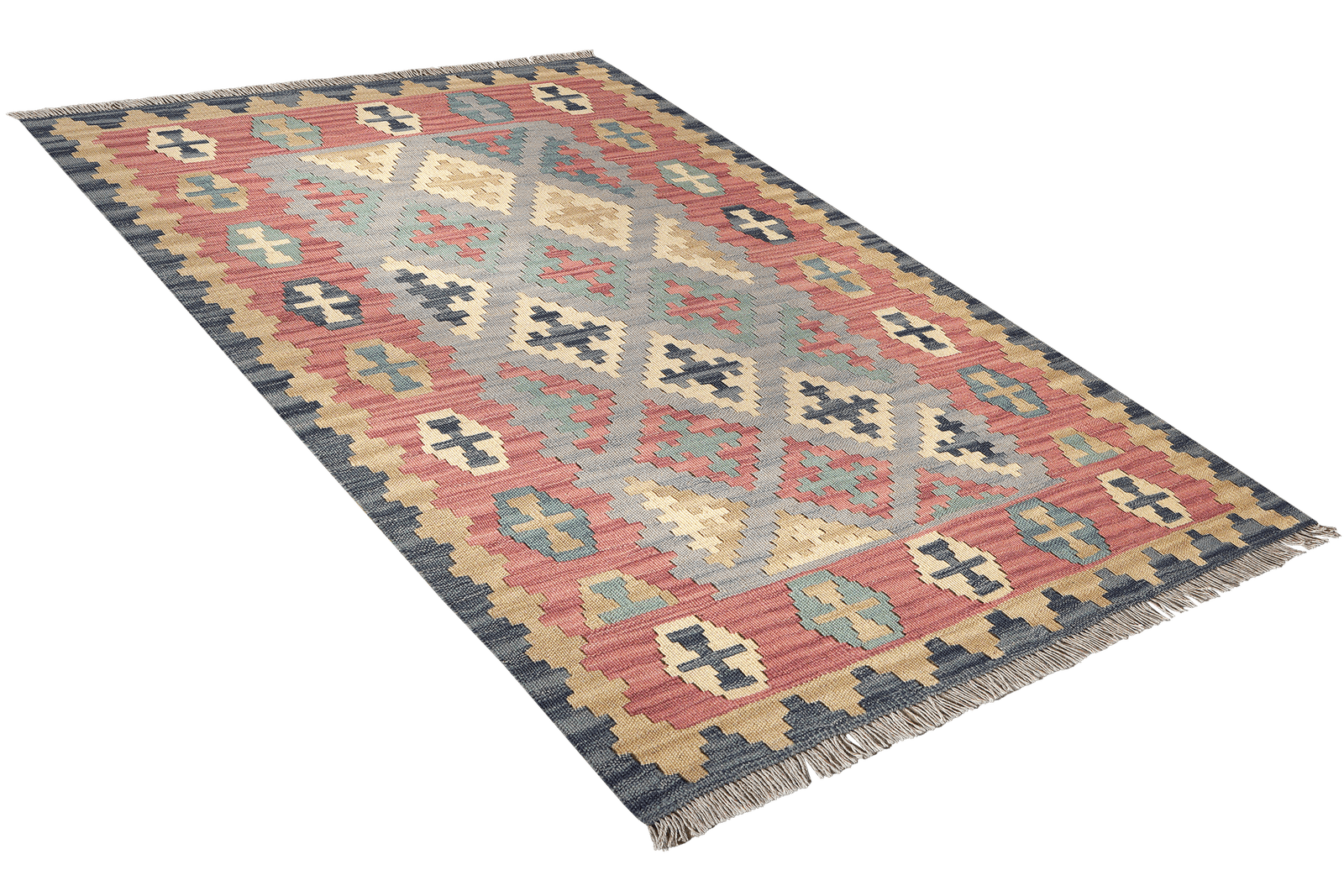 Kelim Gashgai — Handmade, 103x150 cm, Grey, 100% Virgin Wool | View 4