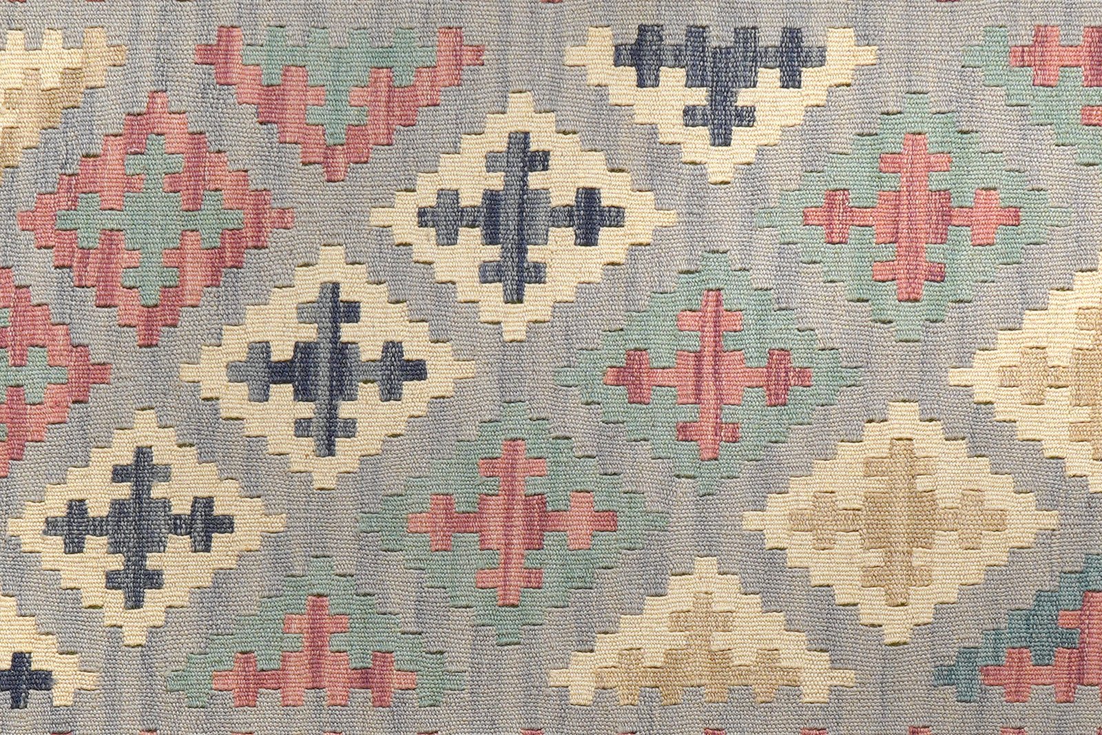 Kelim Gashgai — Handmade, 103x150 cm, Grey, 100% Virgin Wool | View 5