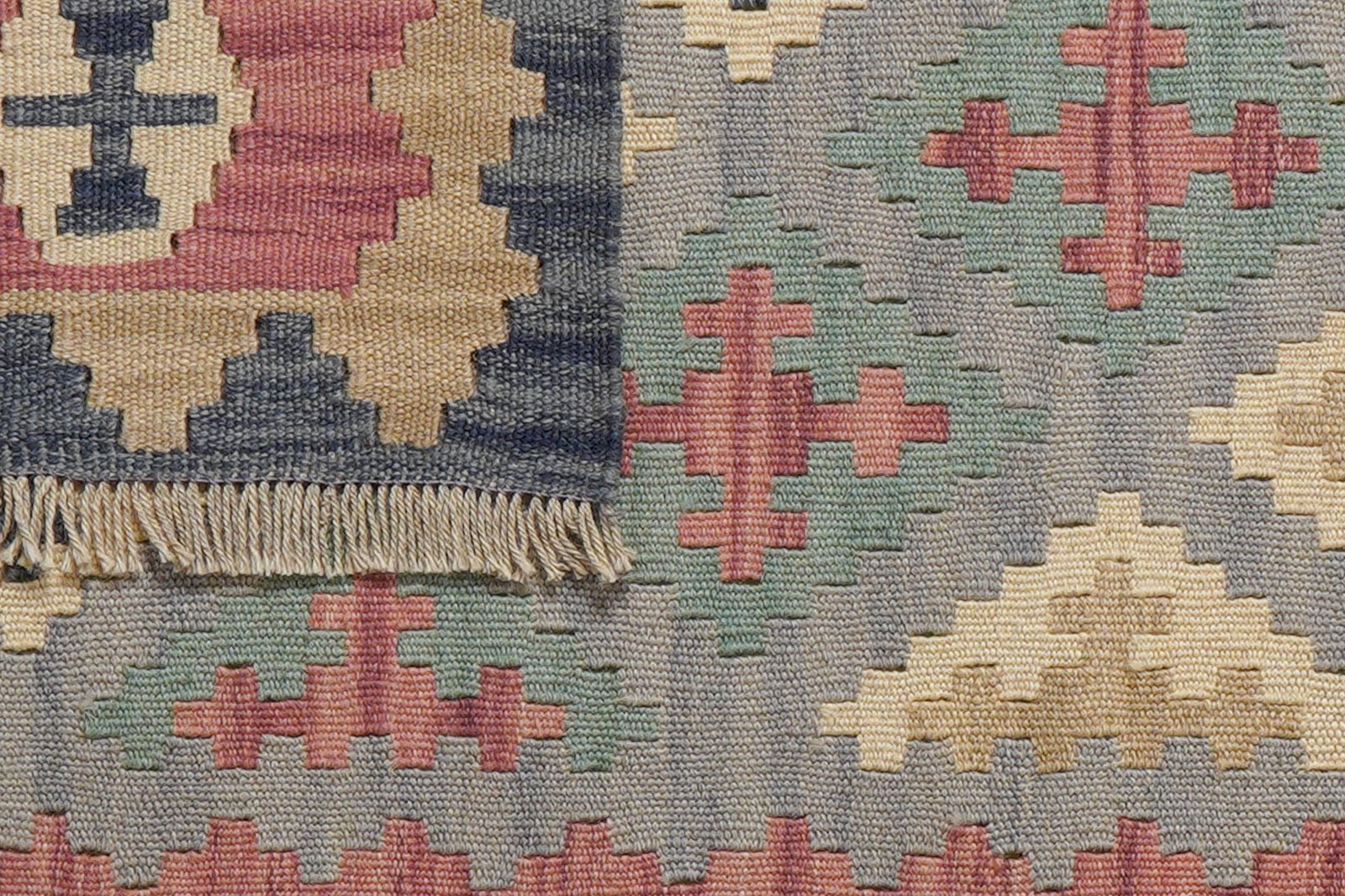 Kelim Gashgai — Handmade, 103x150 cm, Grey, 100% Virgin Wool | View 6