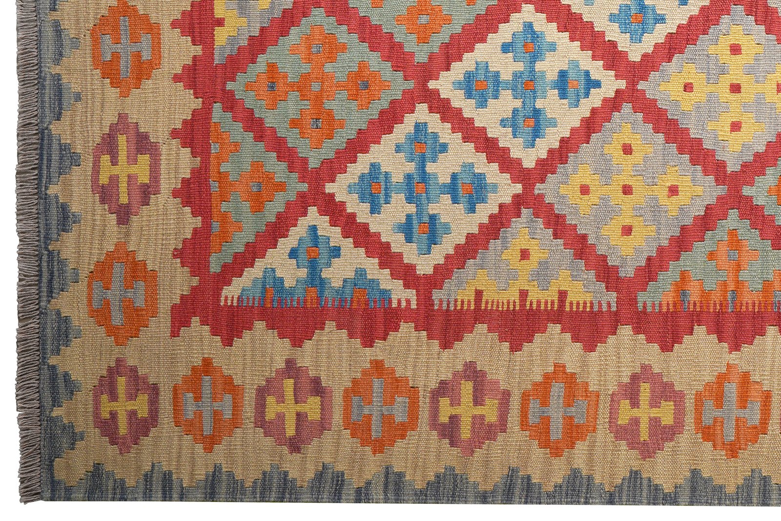 Kelim Gashgai — Handmade, 174x235 cm, Red, 100% Virgin Wool | View 3