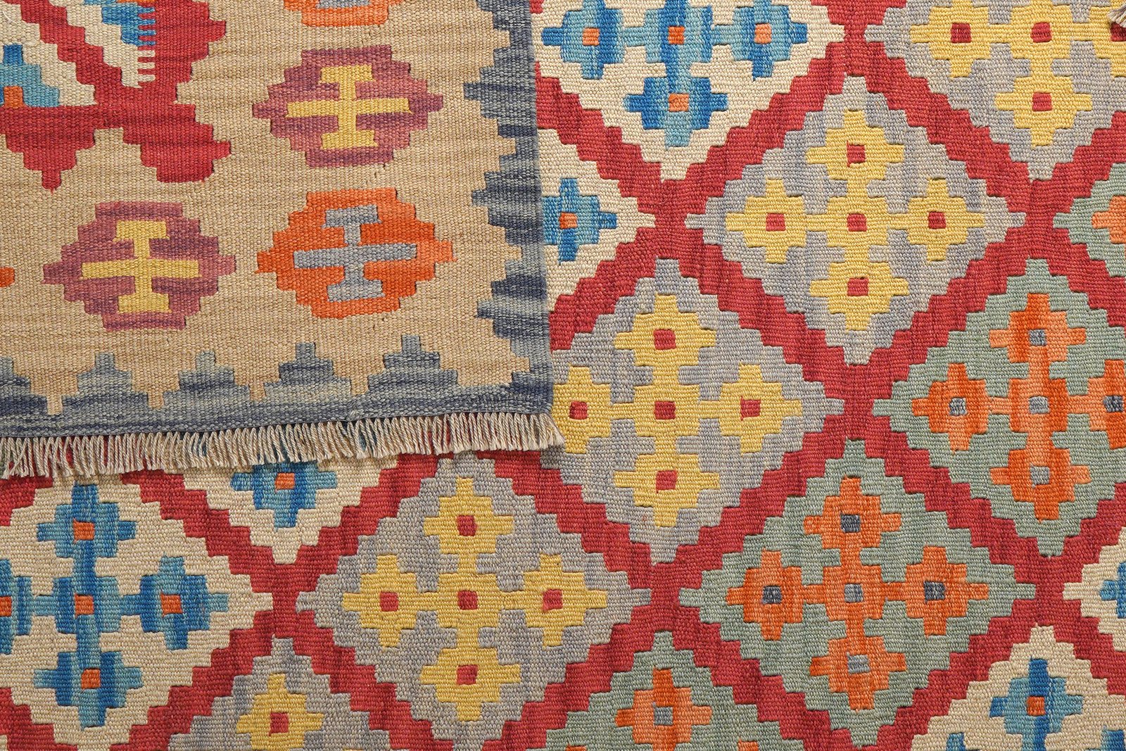 Kelim Gashgai — Handmade, 174x235 cm, Red, 100% Virgin Wool | View 6