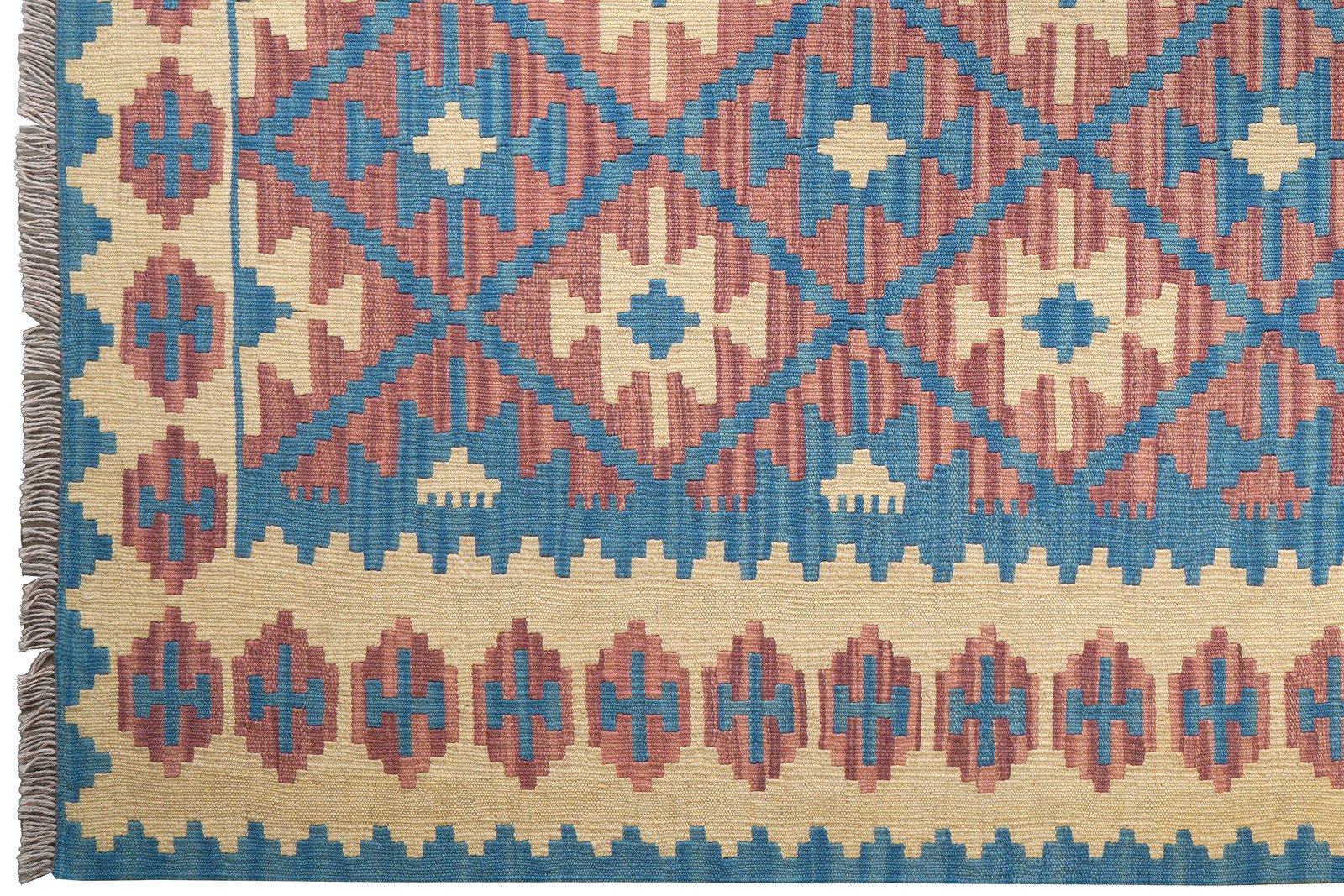 Kelim Gashgai — Handmade, 172x235 cm, Blue, 100% Virgin Wool | View 3