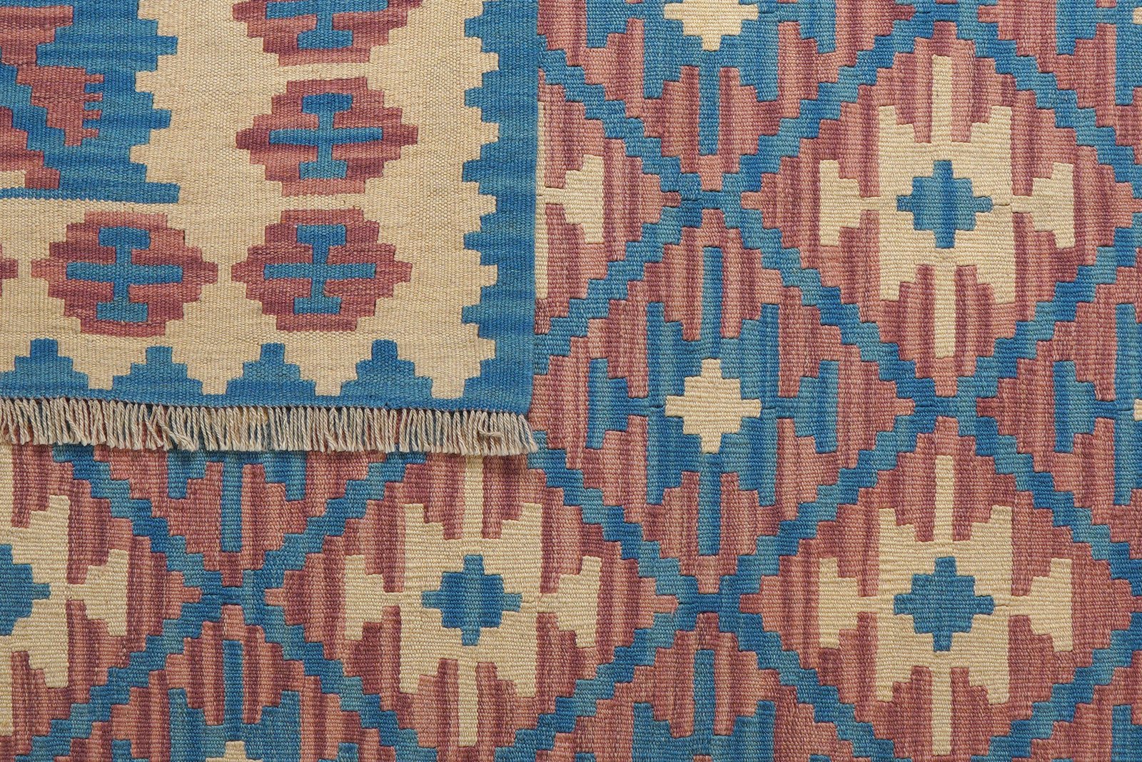 Kelim Gashgai — Handmade, 172x235 cm, Blue, 100% Virgin Wool | View 6