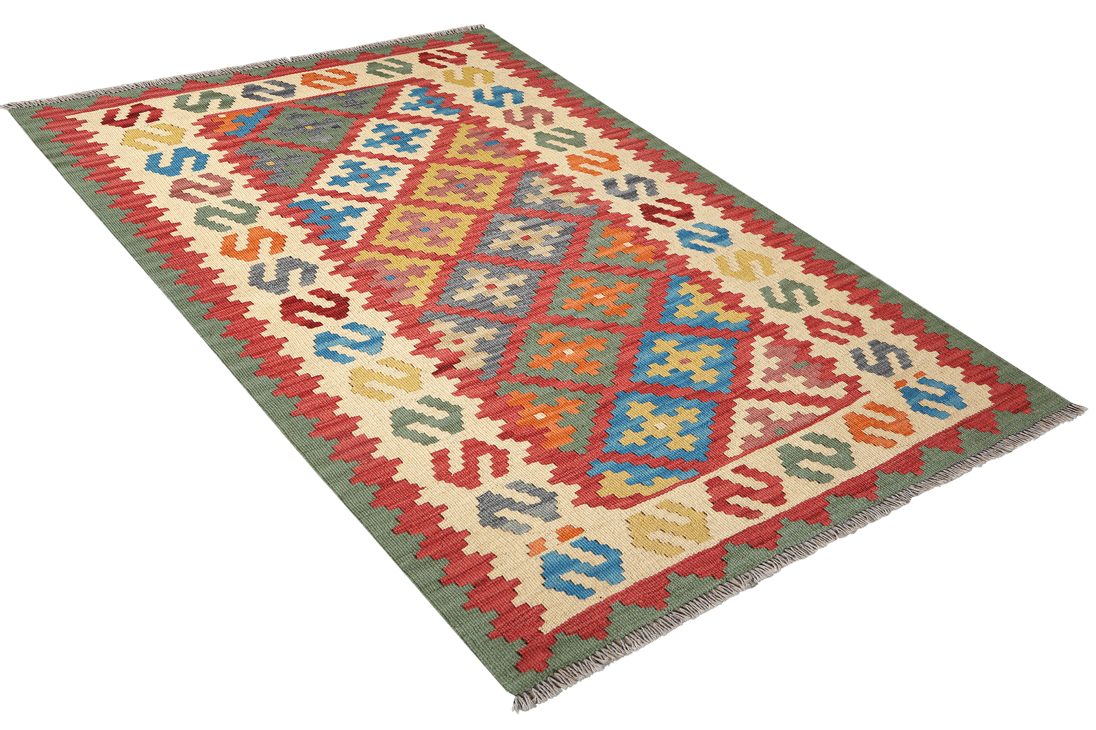 Kelim Gashgai — Handmade, 106x160 cm, Red, 100% Virgin Wool | View 4