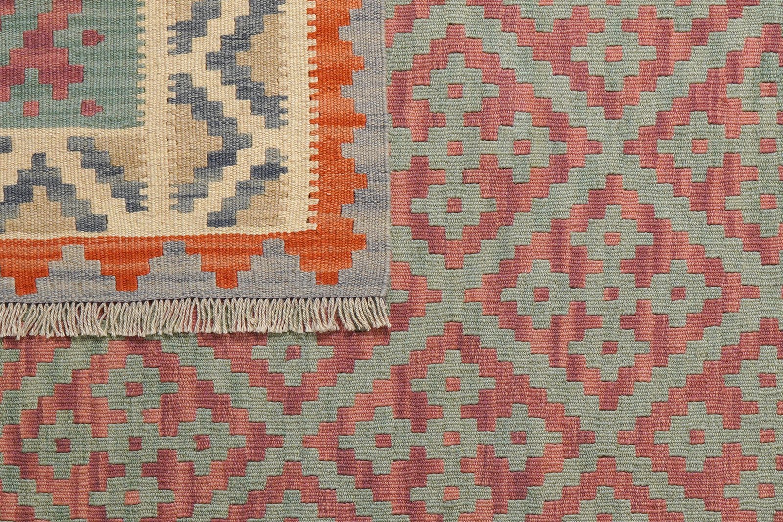 Kelim Gashgai — Handmade, 129x182 cm, Green, 100% Virgin Wool | View 6