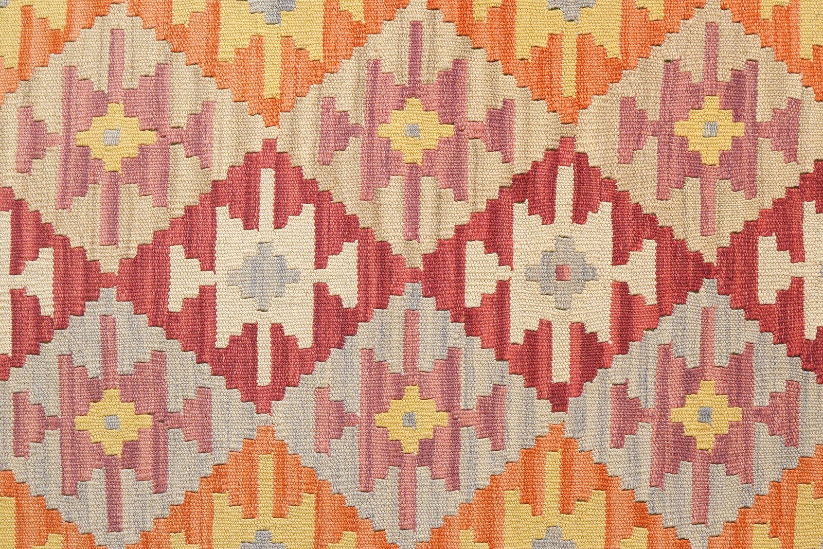 Kelim Gashgai — Handmade, 129x182 cm, Orange, 100% Virgin Wool | View 5