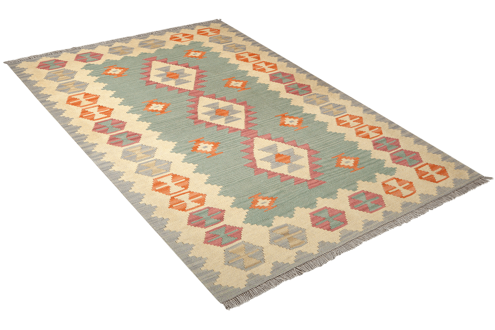 Kelim Gashgai — Handmade, 121x180 cm, Green, 100% Virgin Wool | View 4