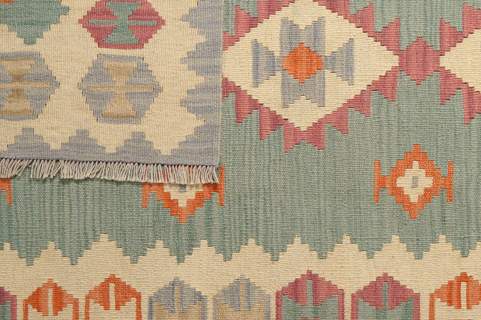 Kelim Gashgai — Handmade, 121x180 cm, Green, 100% Virgin Wool | View 6