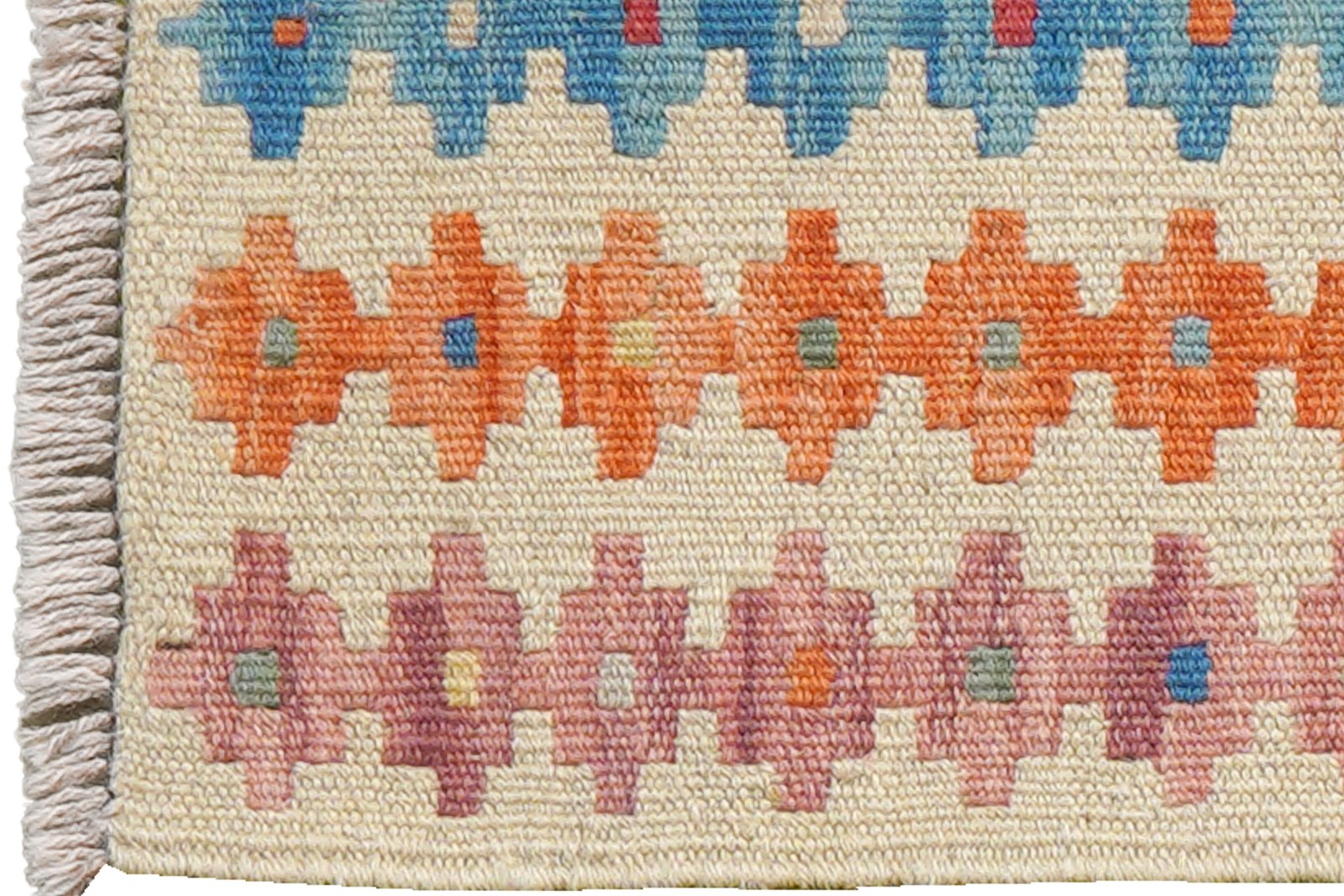 Kelim Gashgai — Handmade, 44x56 cm, Beige, 100% Virgin Wool | View 3