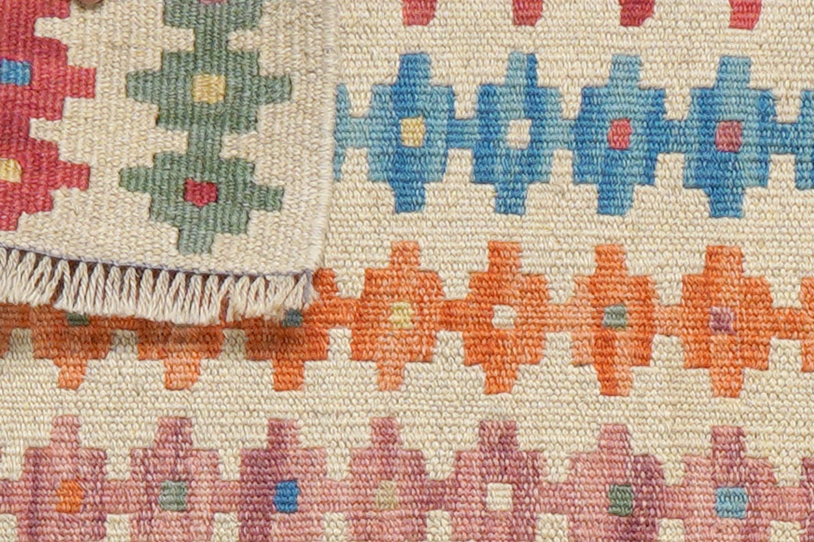 Kelim Gashgai — Handmade, 44x56 cm, Beige, 100% Virgin Wool | View 6
