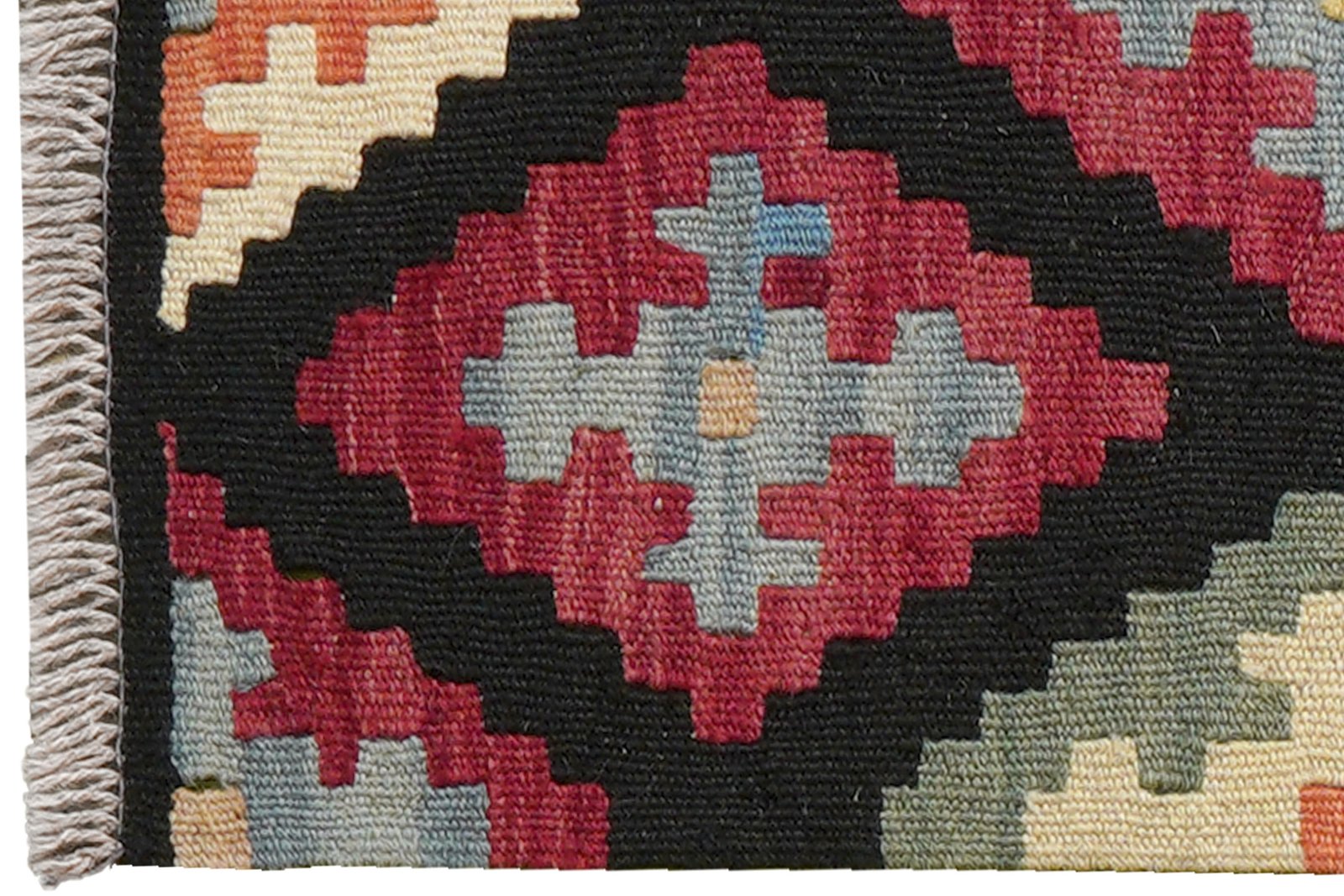 Kelim Gashgai — Handmade, 45x65 cm, Black, 100% Virgin Wool | View 3