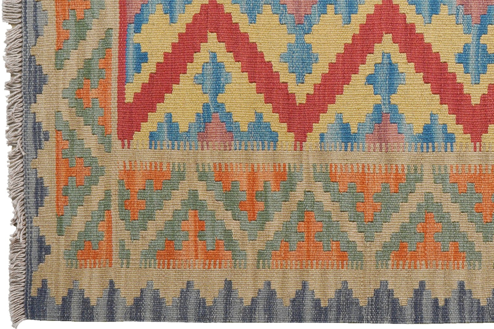 Kelim Gashgai — Handmade, 100x144 cm, Red, 100% Virgin Wool | View 3
