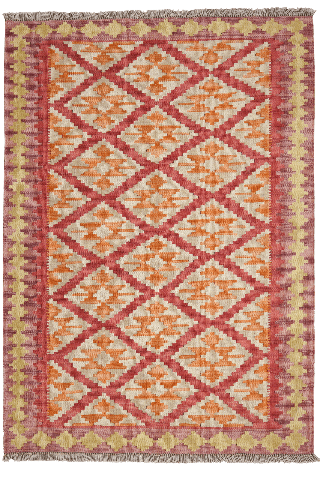 Kelim Gashgai — Handmade, 102x147 cm, Red, 100% Virgin Wool | Main view