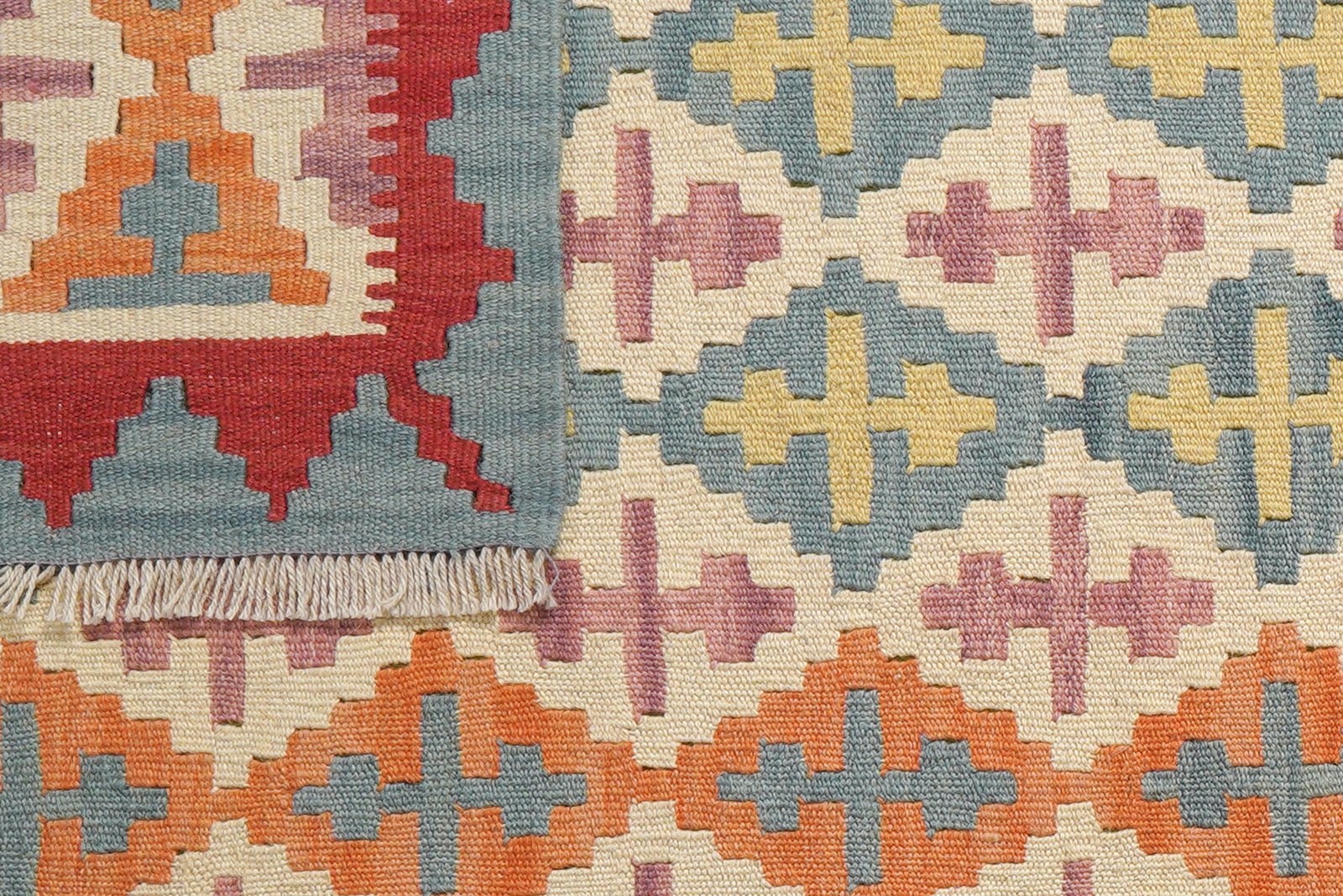 Kelim Gashgai — Handmade, 86x201 cm, Beige, 100% Virgin Wool | View 6