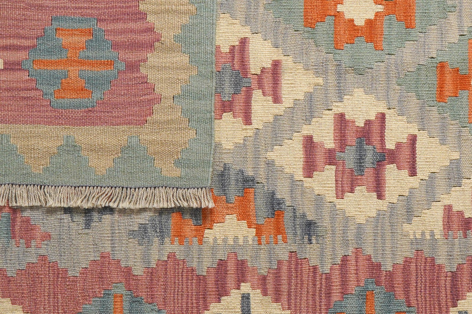 Kelim Gashgai — Handmade, 124x182 cm, Blue, 100% Virgin Wool | View 6