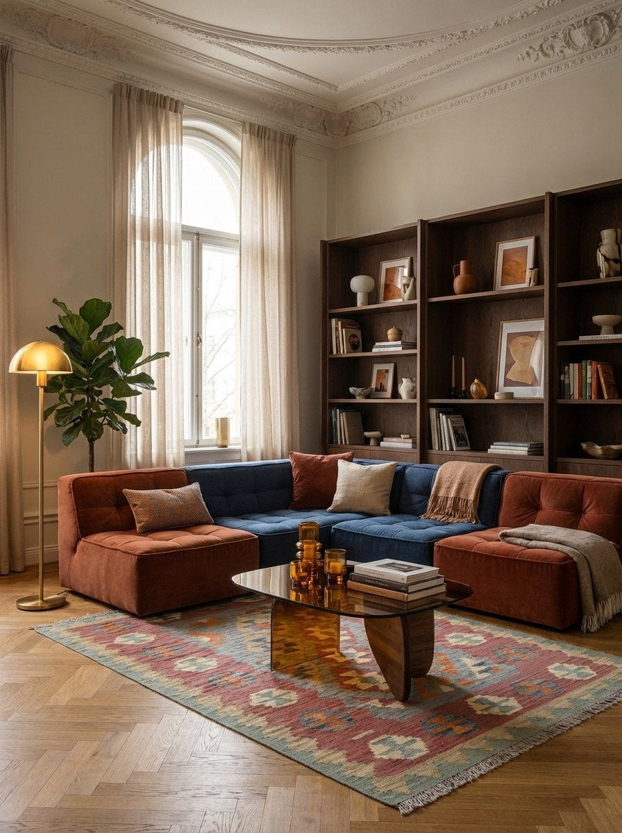 Kelim Gashgai — Handgefertigt, 184x127 cm, Rosa, 100% Virgin Wool | Back view