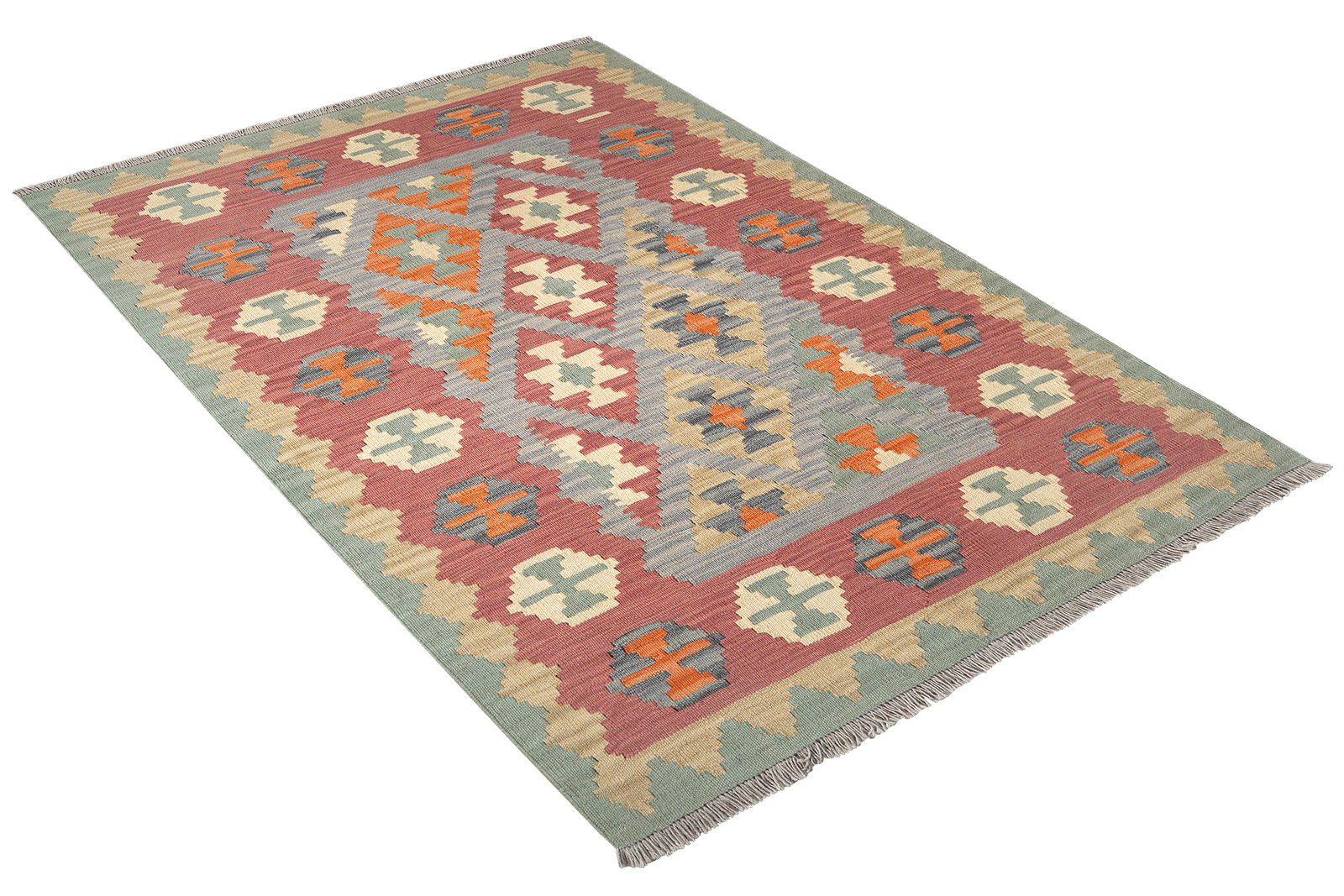 Kelim Gashgai — Handmade, 127x184 cm, Blue, 100% Virgin Wool | View 4