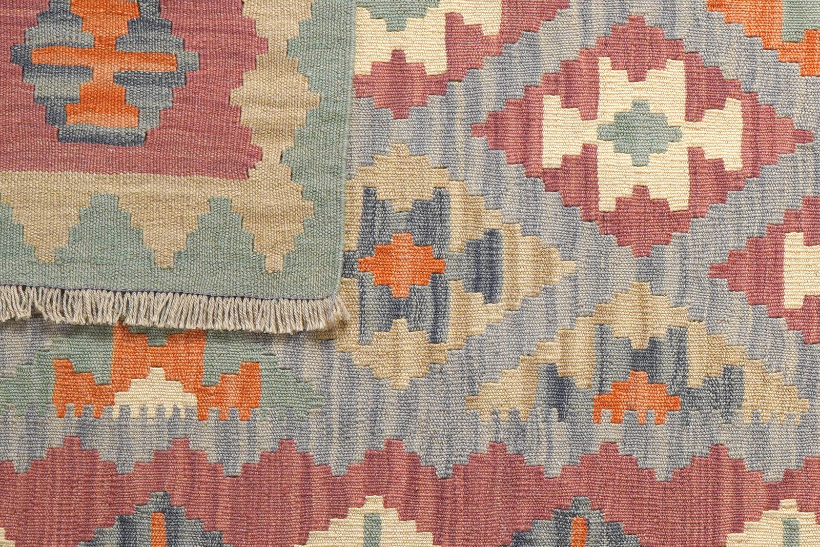 Kelim Gashgai — Handmade, 127x184 cm, Blue, 100% Virgin Wool | View 6