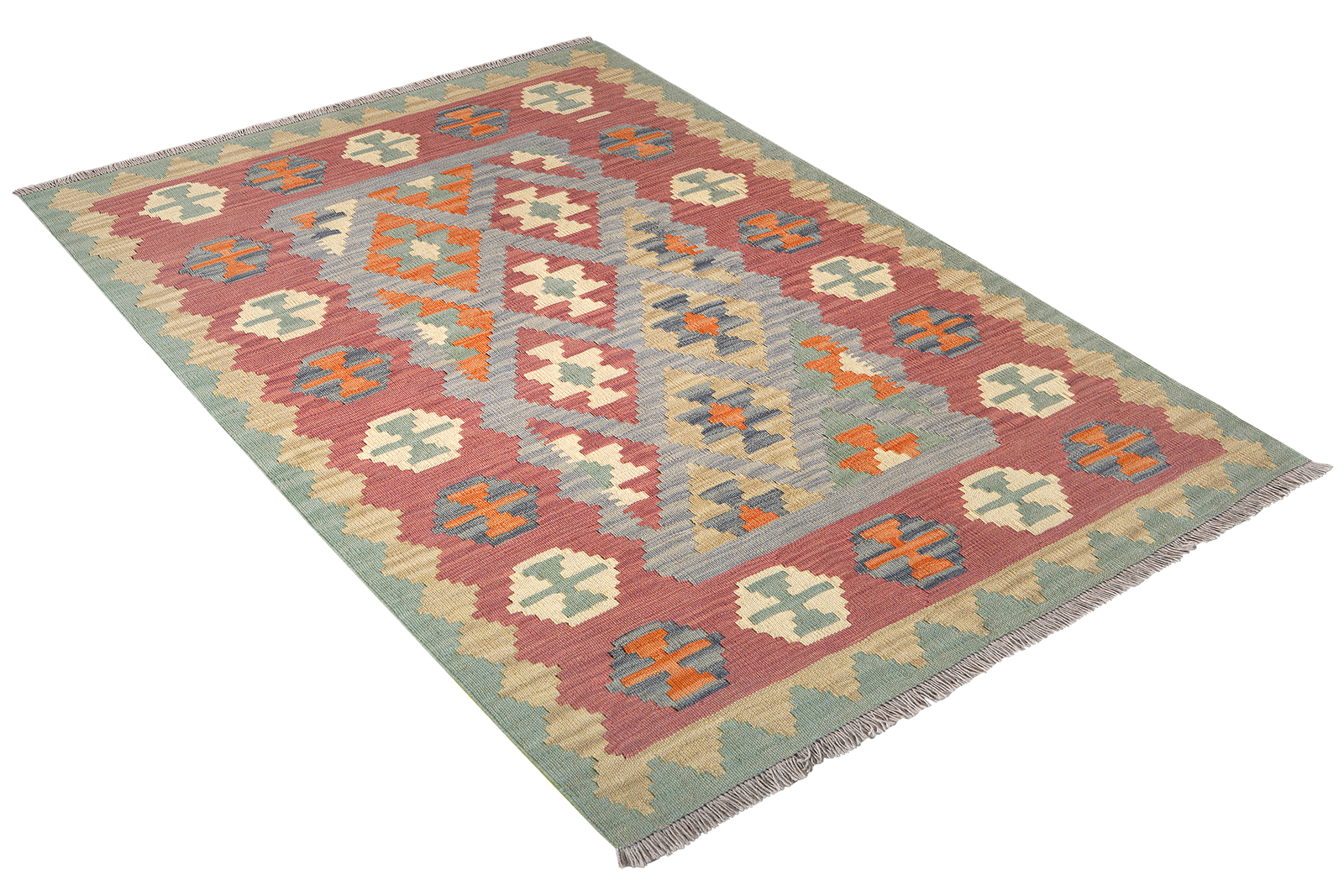 Kelim Gashgai — Handgefertigt, 184x127 cm, Rosa, 100% Virgin Wool | View 5