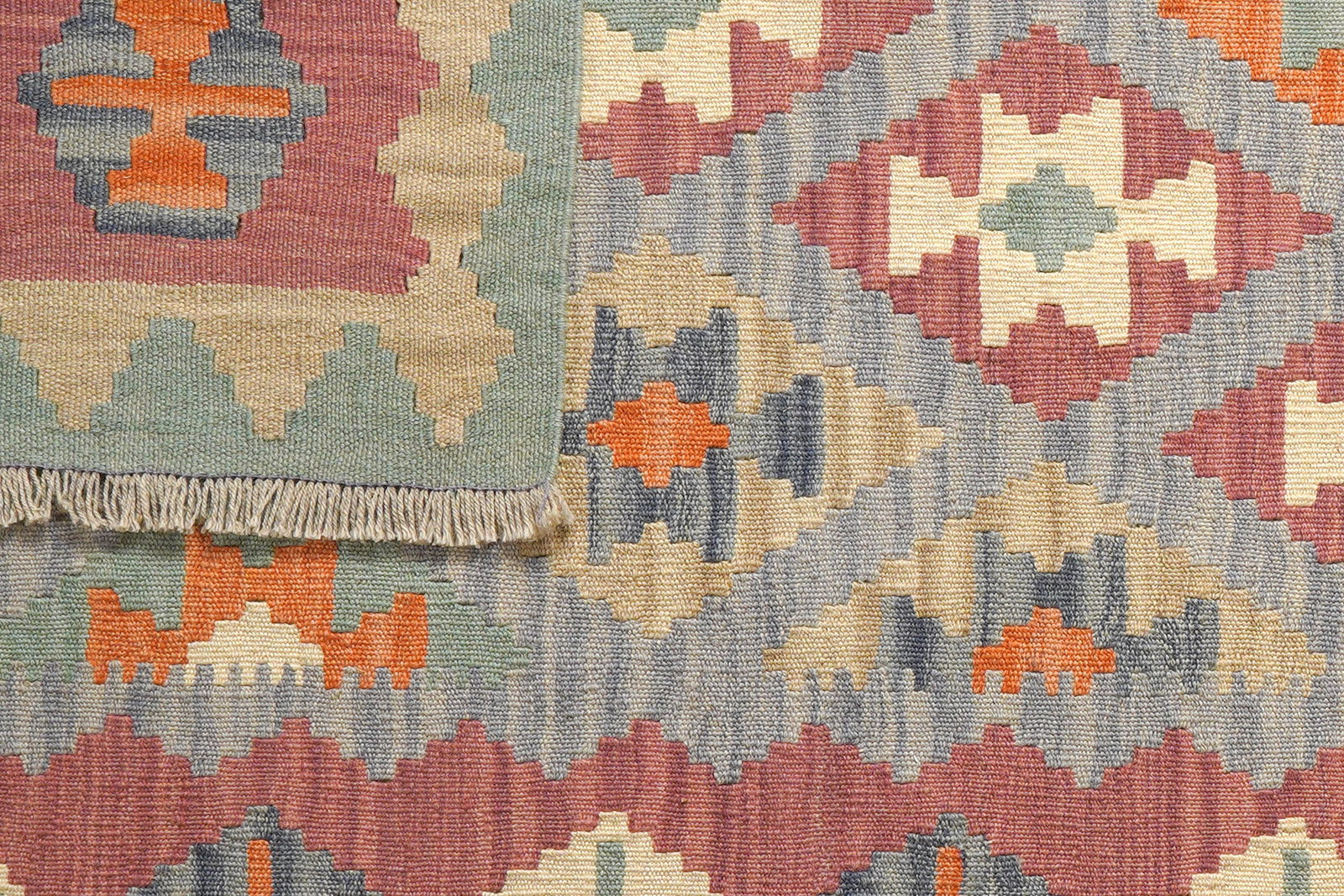 Kelim Gashgai — Handgefertigt, 184x127 cm, Rosa, 100% Virgin Wool | View 7