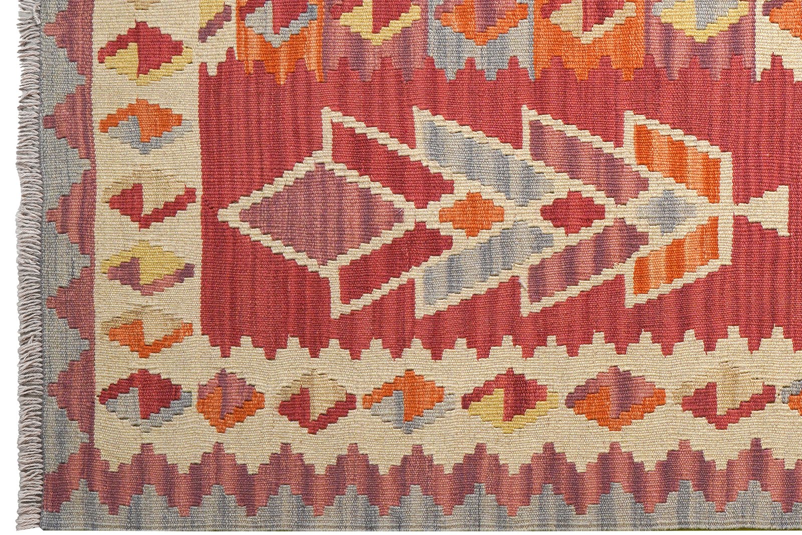 Kelim Gashgai — Handmade, 123x176 cm, Red, 100% Virgin Wool | View 3