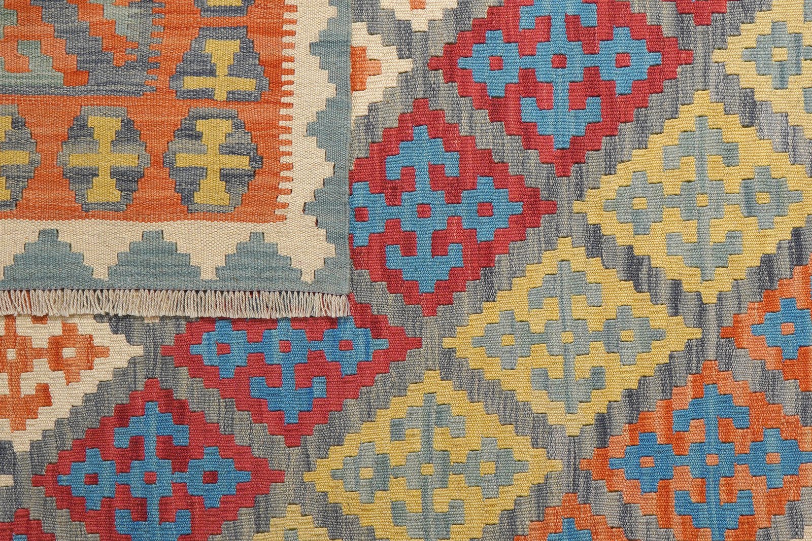 Kelim Gashgai — Handmade, 153x217 cm, Blue, 100% Virgin Wool | View 6