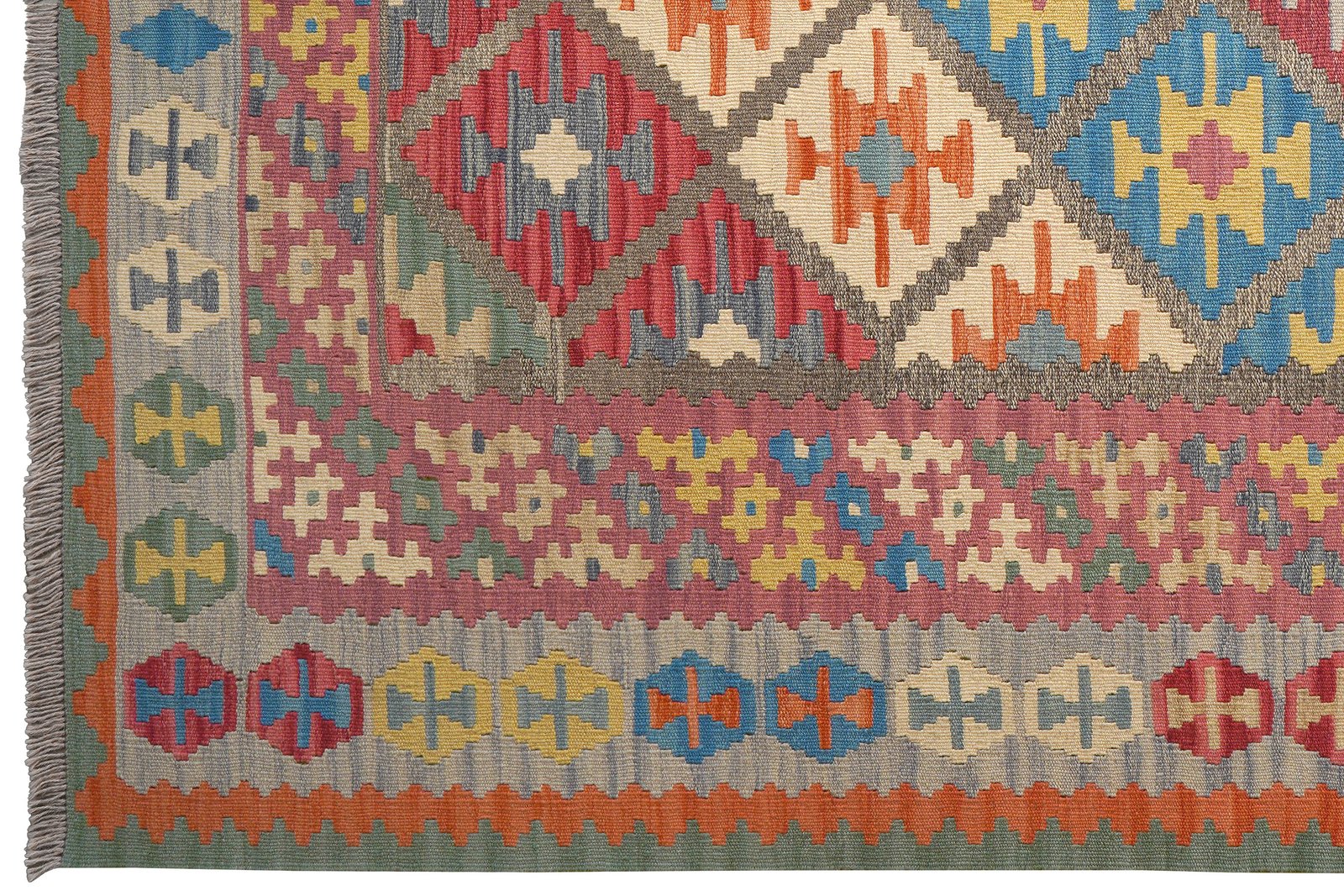 Kelim Gashgai — Handmade, 173x245 cm, Grey, 100% Virgin Wool | View 3