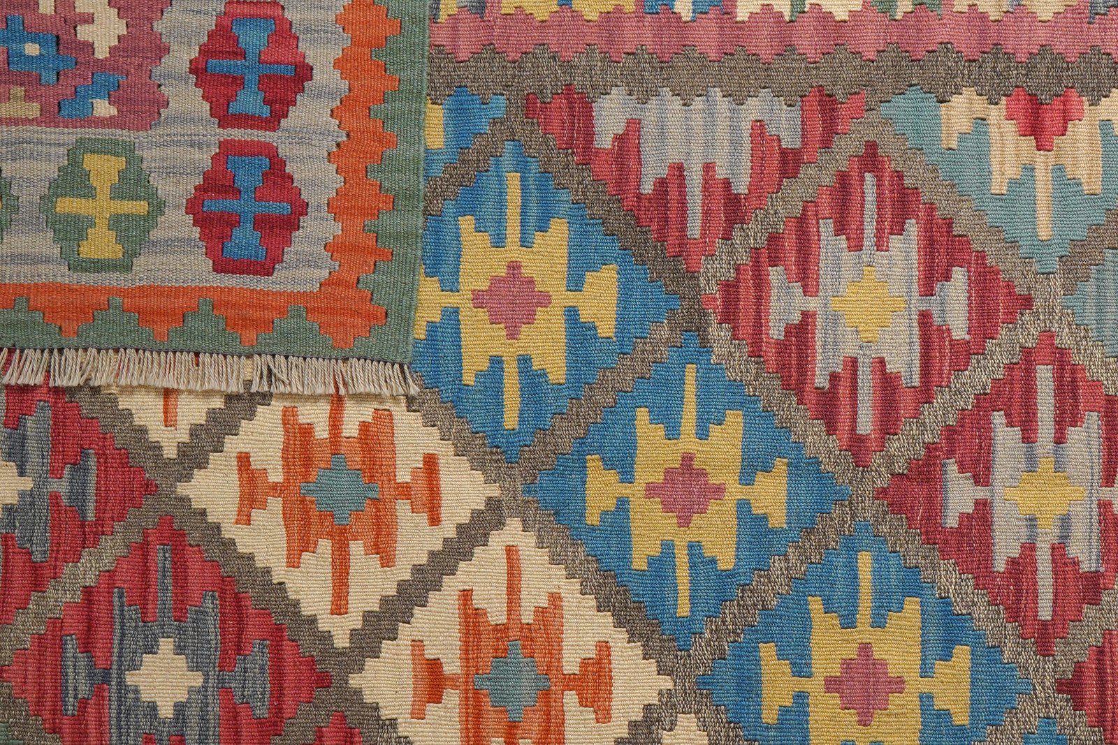 Kelim Gashgai — Handmade, 173x245 cm, Grey, 100% Virgin Wool | View 6