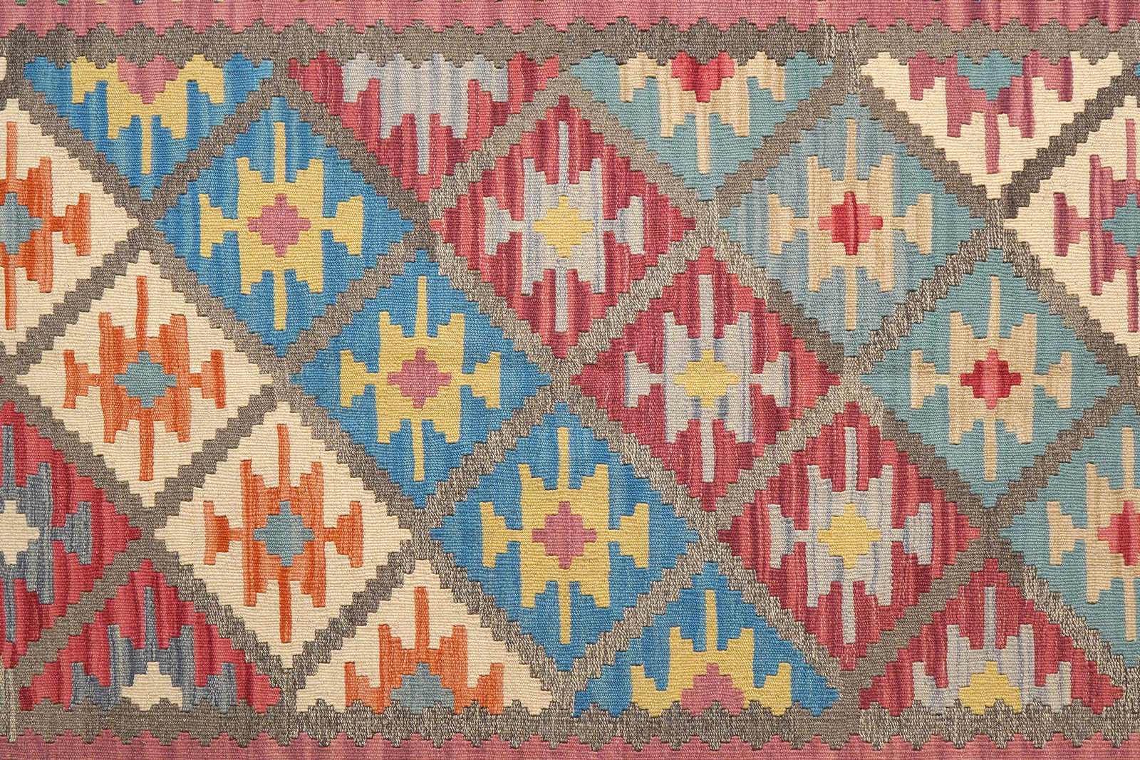 Kelim Gashgai — Handgefertigt, 245x173 cm, Rosa, 100% Virgin Wool | View 6