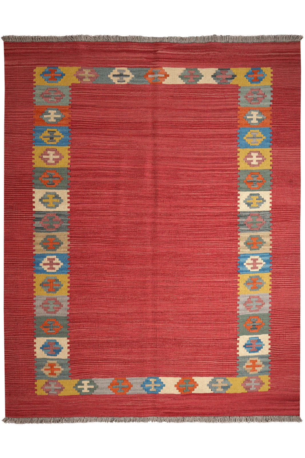 Kelim Gashgai — Handmade, 160x201 cm, Red, 100% Virgin Wool | Main view