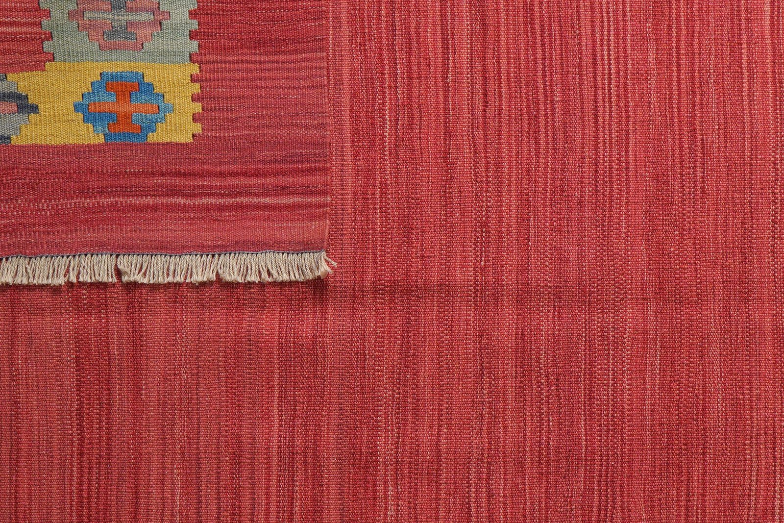 Kelim Gashgai — Handmade, 160x201 cm, Red, 100% Virgin Wool | View 6