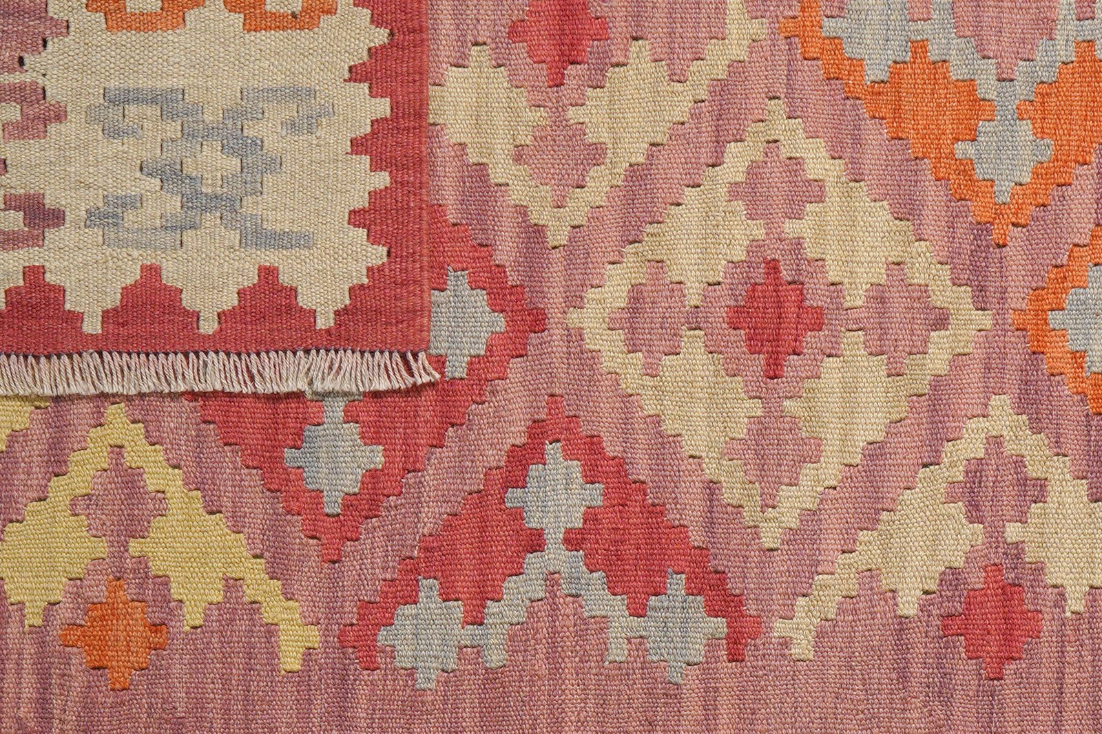 Kelim Gashgai — Handmade, 118x173 cm, Pink, 100% Virgin Wool | View 6