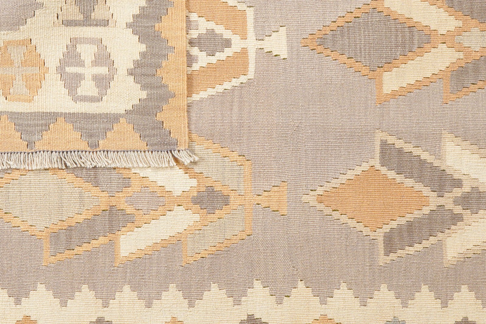 Kelim Gashgai — Handmade, 124x173 cm, Grey, 100% Virgin Wool | View 6