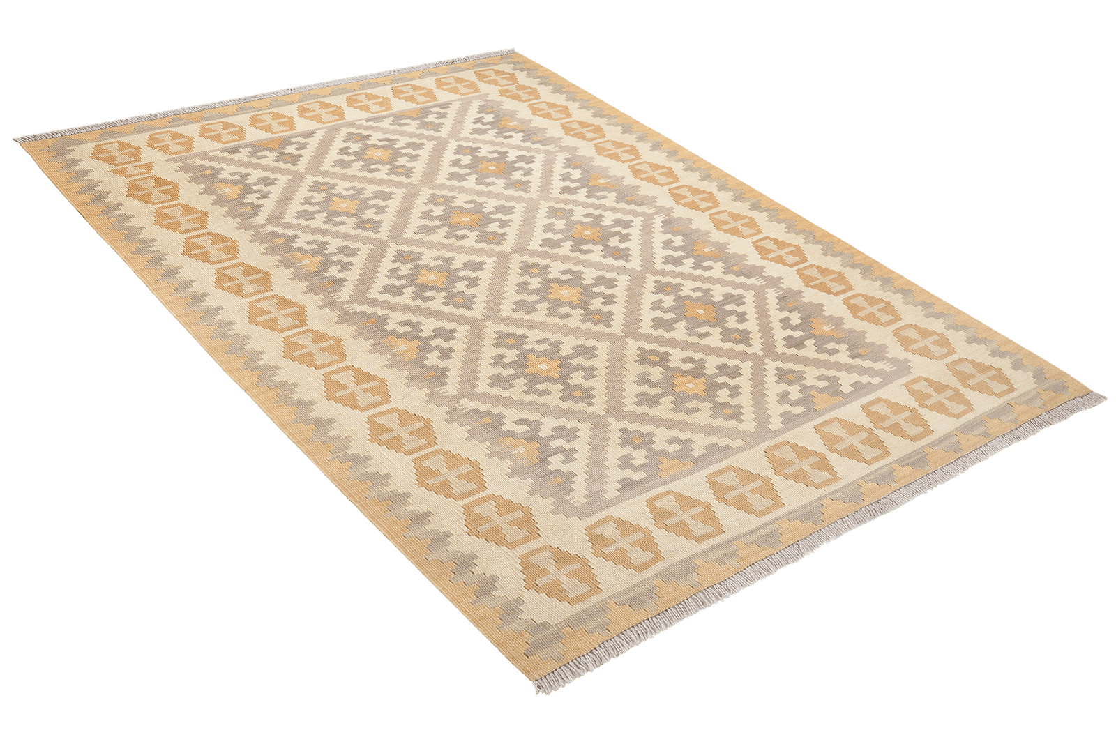 Kelim Gashgai — Handmade, 129x182 cm, Grey, 100% Virgin Wool | View 4
